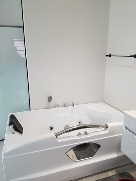 A jet bathtub, installed